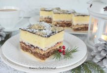 ciasto orzechowo biszkoptowe z masą kokosową